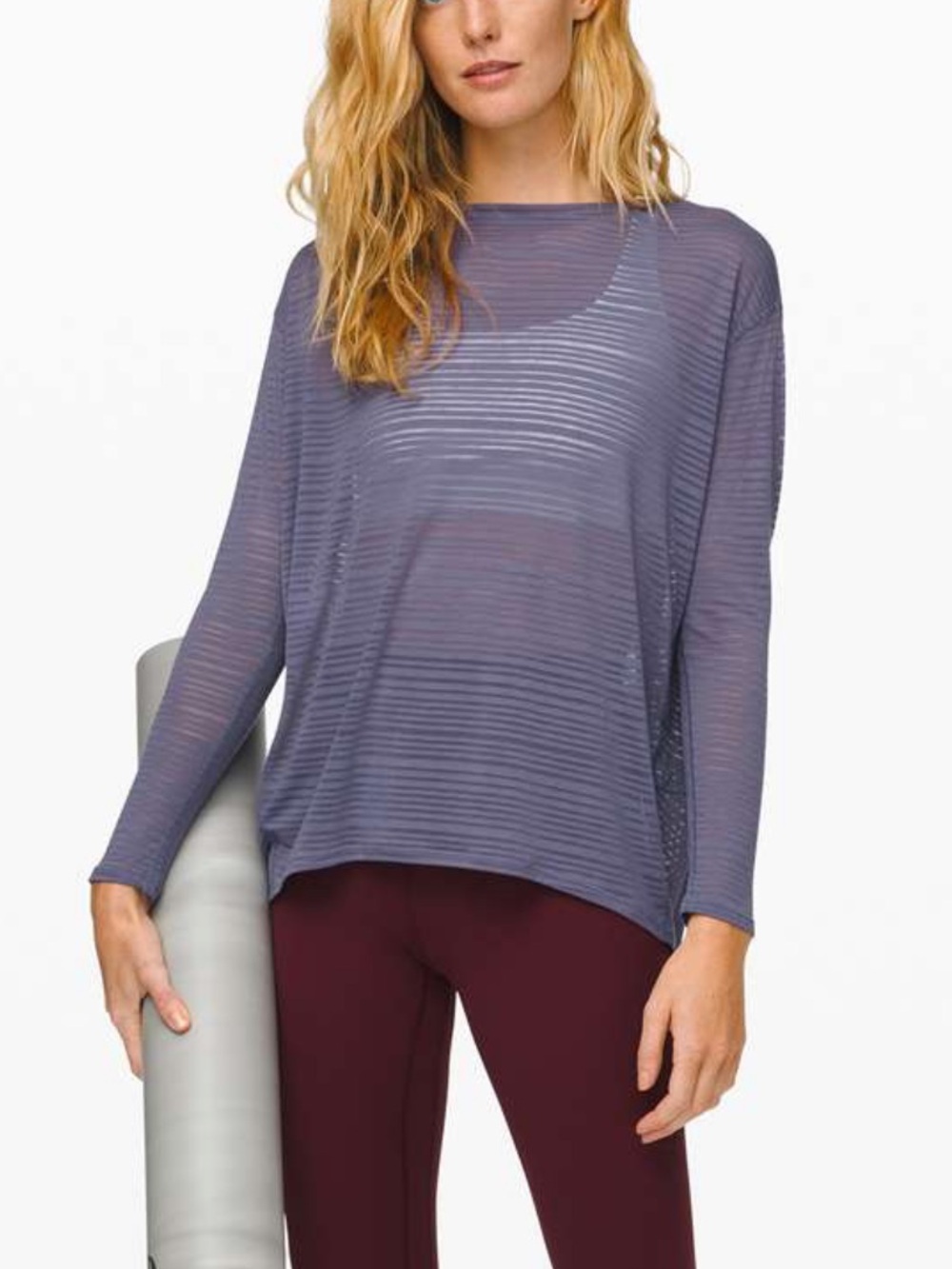Lululemon Back in Action Long Sleeve sheer top in purple size 6/medium